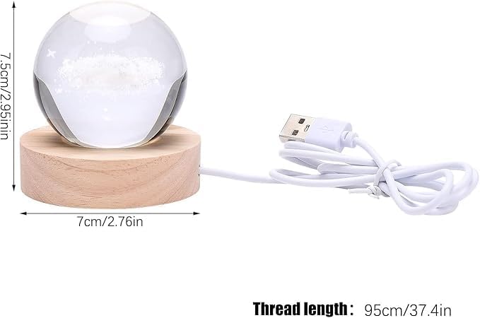 3D Hanuman Crystal Ball Night Lamp with LED Wooden Base | Engraved Hanuman Idol Crystal Globe Light | USB Powered Color Changing Night Light for Home Décor, Office Desk, Bedroom & Birthday Gift