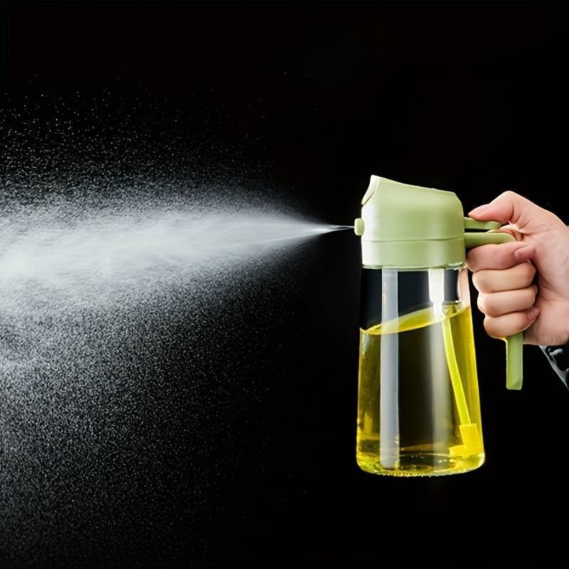 500ml 2 in 1 Olive Oil Pourse and Oil Dispenser Bottle for Kitchen, Glass Oil Bottle with Premium Nozzle, Oil Sprayer for Air Fryer, Salad,Roasting