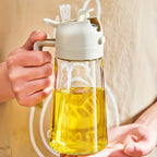 500ml 2 in 1 Olive Oil Pourse and Oil Dispenser Bottle for Kitchen, Glass Oil Bottle with Premium Nozzle, Oil Sprayer for Air Fryer, Salad,Roasting