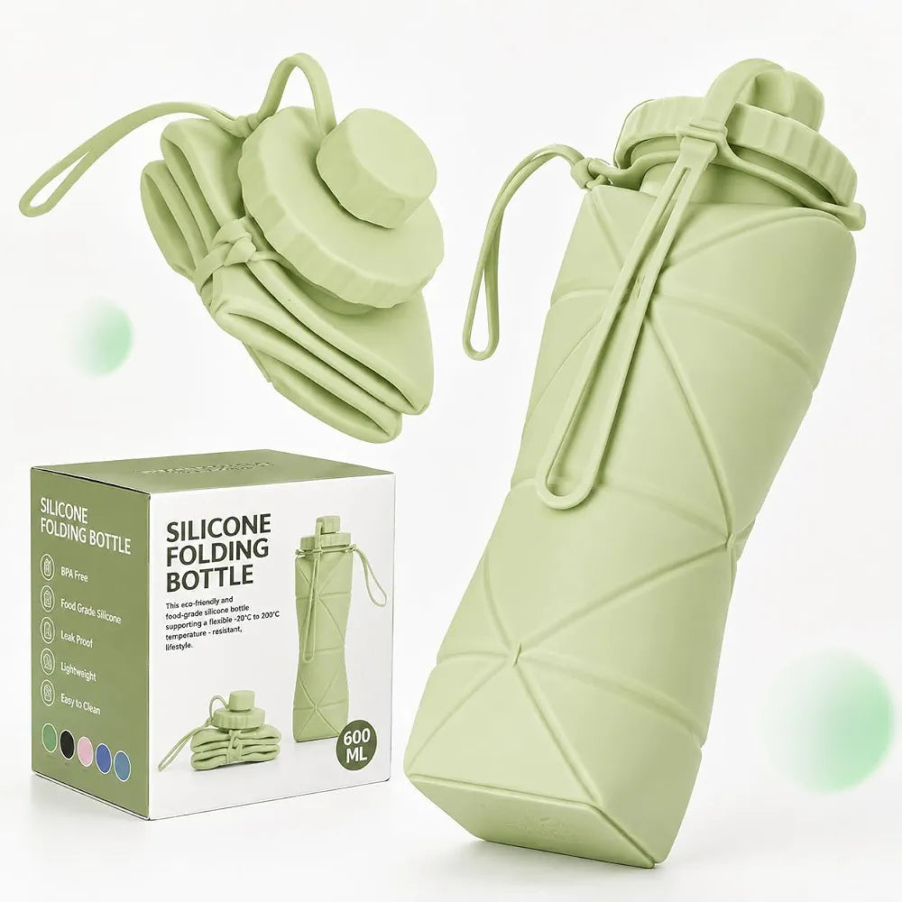 Foldable Water Bottle for Travel 600ml | Silicone Leak Proof Bottle for Gym, Cycling, Camping & Hiking | Multicolor 