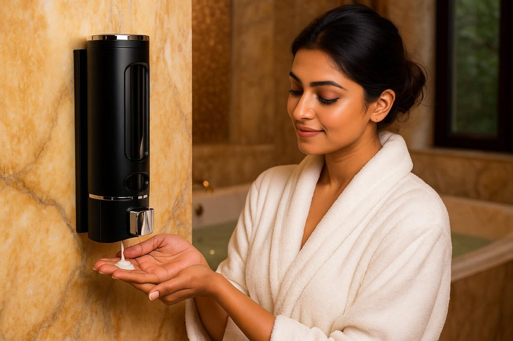 Wall Mounted Liquid Soap Dispenser for Bathroom & Kitchen | Refillable Hand Wash Shampoo Lotion Holder | Single Chamber Manual Pump Dispenser