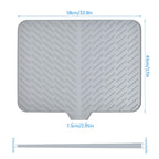 Silicone Draining Mat, Large Silicone Dish Drying Mat, Dish Drying Mat with Built-in Drain Lip, Foldable, Non-Slip, Sink Drainer Mat for Kitchen Counter, Niversal Drain Board (58 x 43 CM)