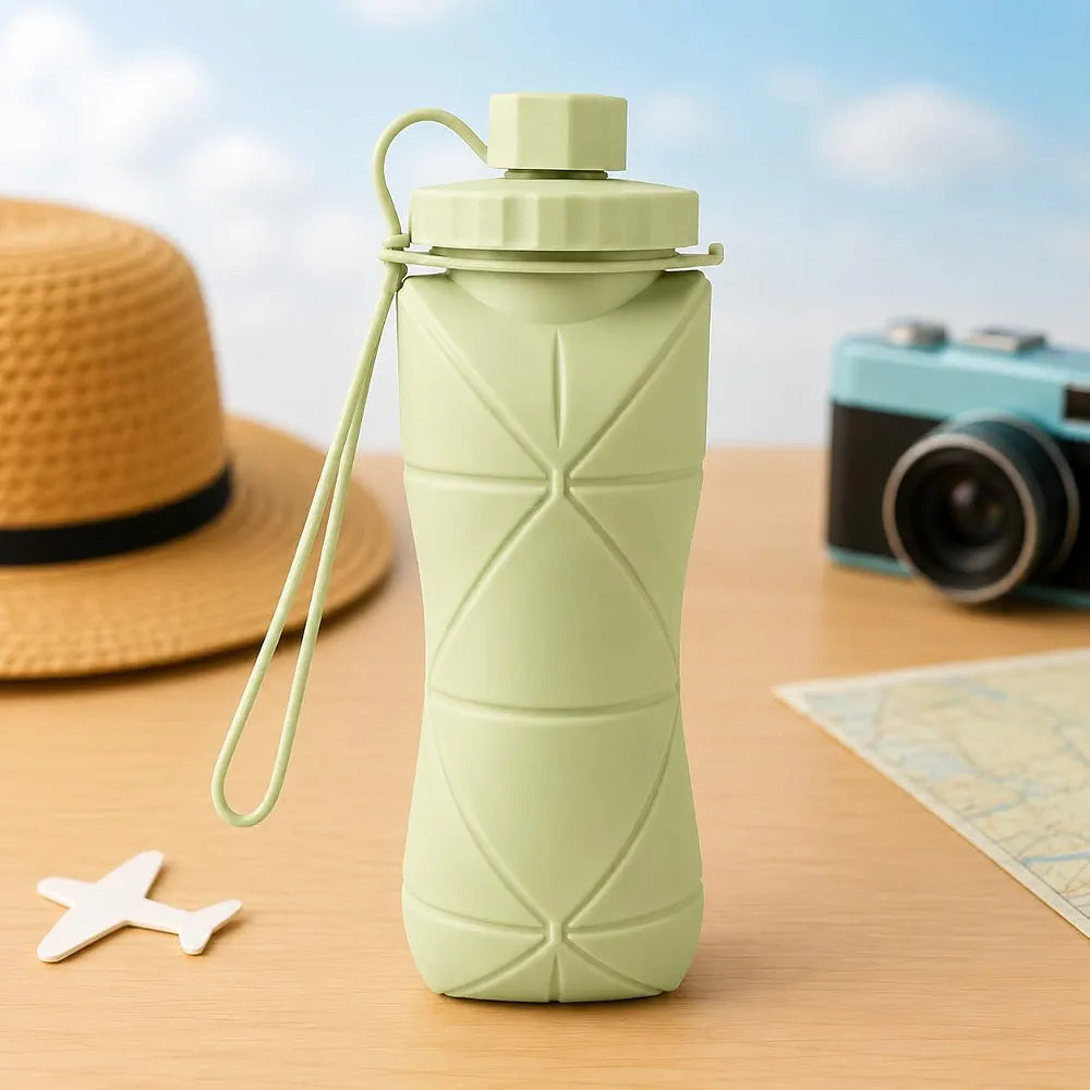 Foldable Water Bottle for Travel 600ml | Silicone Leak Proof Bottle for Gym, Cycling, Camping & Hiking | Multicolor 