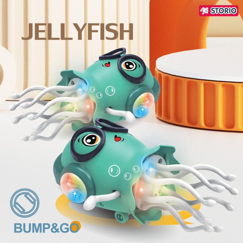 Storio Dancing Jellydancer Baby Toy | Crawling Infant Tummy Time Musical Toy | Magic Dancing Music Crawling Toy | Interactive Sensory Fidget Toy for Kids Boys & Girls 3–8 Years | Birthday Gift