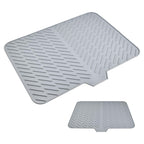 Silicone Draining Mat, Large Silicone Dish Drying Mat, Dish Drying Mat with Built-in Drain Lip, Foldable, Non-Slip, Sink Drainer Mat for Kitchen Counter, Niversal Drain Board (58 x 43 CM)