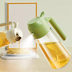 500ml 2 in 1 Olive Oil Pourse and Oil Dispenser Bottle for Kitchen, Glass Oil Bottle with Premium Nozzle, Oil Sprayer for Air Fryer, Salad,Roasting
