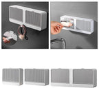 Wall Mounted Soap Holder with Lid and Drain Tray, Double Compartment Soap Box with Adhesive Sticker Installation, Bathroom Soap Storage Case with Hanging Hook