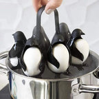 PUNO Penguin-Shaped Boiled Egg Cooker, 3-in-1 Cook, Store and Serve Egg Holder for Making Soft or Hard Boiled Eggs, Holds 6 Eggs for Easy Cooking and Fridge Storage.