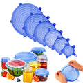 Silicon Reusable Flexible lids for Food Covers Containers And Seal Lids, Silicon Food wrap for Bowls | 1 Pack of 6 Various Sizes(Blue or White Colour)