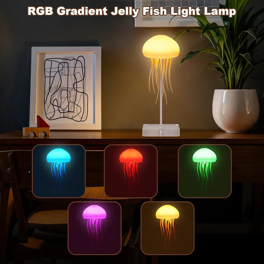 Jellyfish Lamp, Voice Control Jellyfish Lamp with Dancing Legs, RGB Gradient Jellyfish Bedside Lamp, Rechargeable Jellyfish Table Lamp with Touch Sensor, Christmas Gifts 
