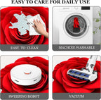 Red Flowers Floral Bath Mat Natural Rose Bathroom Rugs Funny Non Slip Bathtub Decor Mats Super Absorbent Floor Carpet Machine Washable Quick Dry Bahtmat for Tub, Shower, Bedroom，Kitchen，31.5"x31.5"