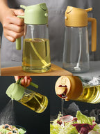 500ml 2 in 1 Olive Oil Pourse and Oil Dispenser Bottle for Kitchen, Glass Oil Bottle with Premium Nozzle, Oil Sprayer for Air Fryer, Salad,Roasting