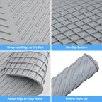 Silicone Draining Mat, Large Silicone Dish Drying Mat, Dish Drying Mat with Built-in Drain Lip, Foldable, Non-Slip, Sink Drainer Mat for Kitchen Counter, Niversal Drain Board (58 x 43 CM)