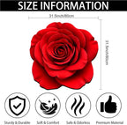 Red Flowers Floral Bath Mat Natural Rose Bathroom Rugs Funny Non Slip Bathtub Decor Mats Super Absorbent Floor Carpet Machine Washable Quick Dry Bahtmat for Tub, Shower, Bedroom，Kitchen，31.5"x31.5"