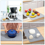 Silicone Draining Mat, Large Silicone Dish Drying Mat, Dish Drying Mat with Built-in Drain Lip, Foldable, Non-Slip, Sink Drainer Mat for Kitchen Counter, Niversal Drain Board (58 x 43 CM)