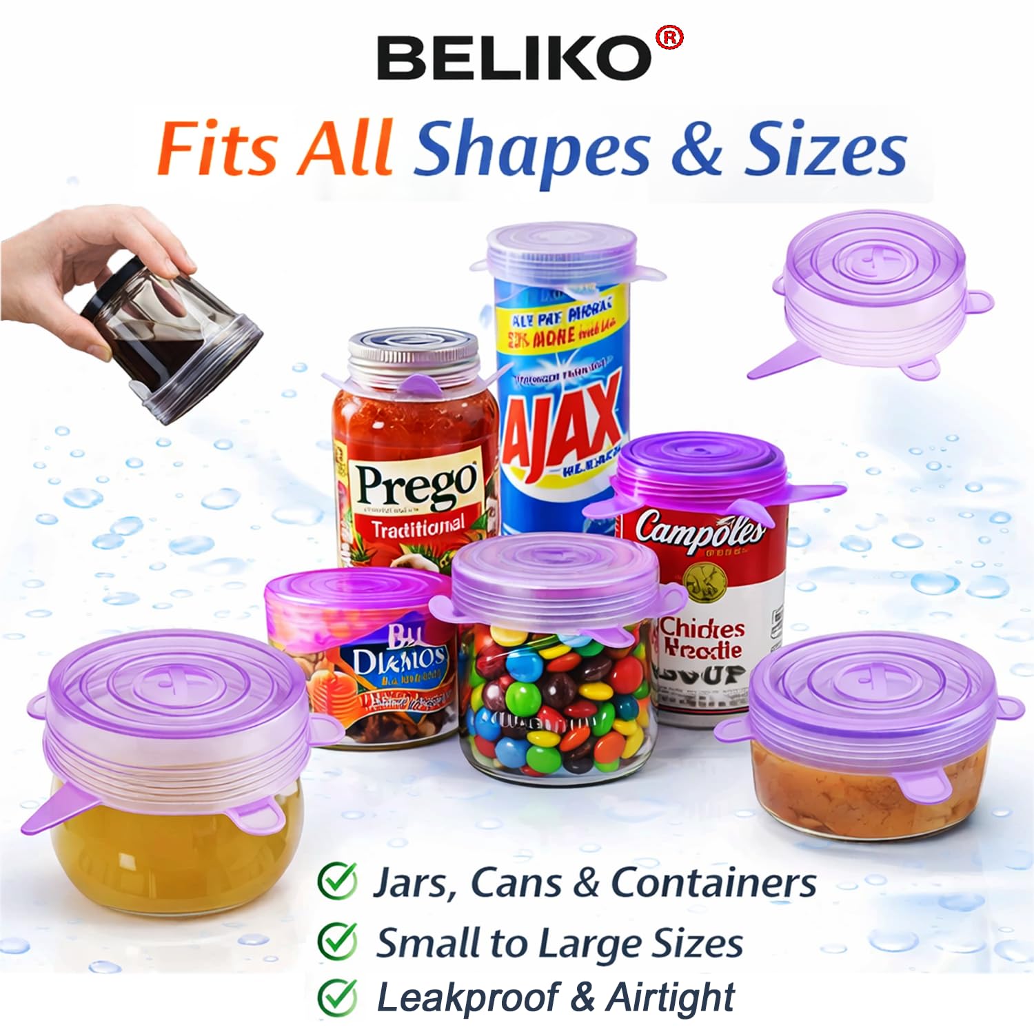 Silicon Reusable Flexible lids for Food Covers Containers And Seal Lids, Silicon Food wrap for Bowls | 1 Pack of 6 Various Sizes(Blue or White Colour)
