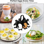 PUNO Penguin-Shaped Boiled Egg Cooker, 3-in-1 Cook, Store and Serve Egg Holder for Making Soft or Hard Boiled Eggs, Holds 6 Eggs for Easy Cooking and Fridge Storage.