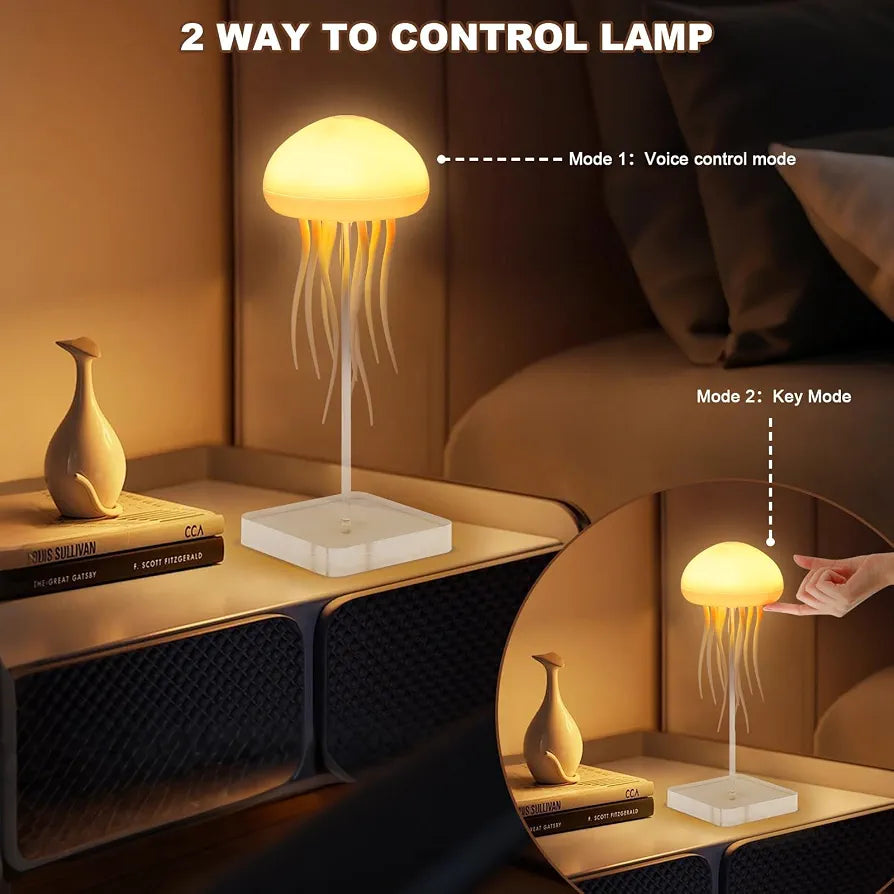 Jellyfish Lamp, Voice Control Jellyfish Lamp with Dancing Legs, RGB Gradient Jellyfish Bedside Lamp, Rechargeable Jellyfish Table Lamp with Touch Sensor, Christmas Gifts 