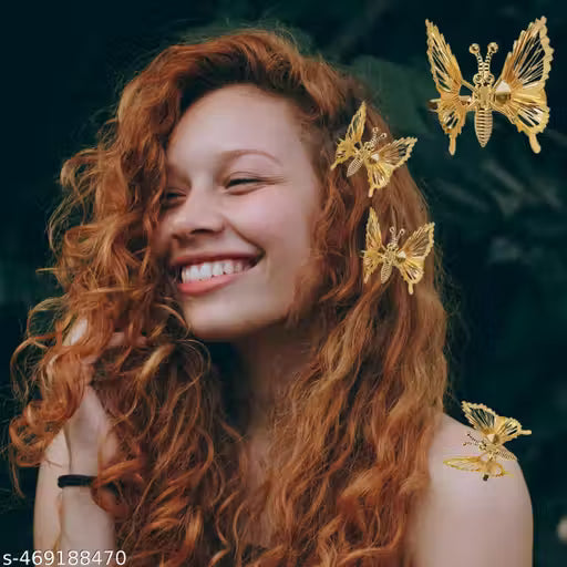 3 Pcs 3D Moving Butterfly Hair Clips for Women Girls Metal Hollow Hair Pins