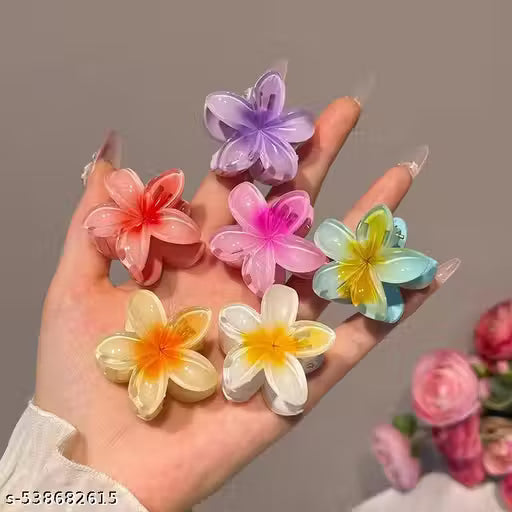 AccessorieZe Mini Glossy Flower Claws Trending - Pack of 6