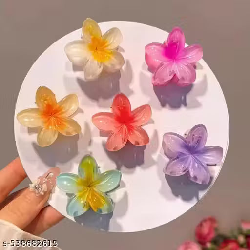AccessorieZe Mini Glossy Flower Claws Trending - Pack of 6