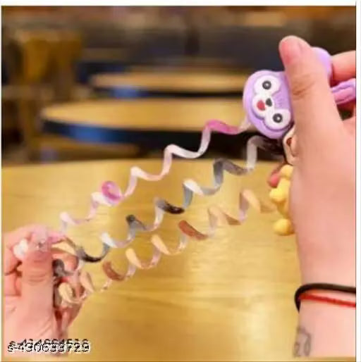2 Pcs/Set Rainbow Telephone Wire Hair Bands for Girls Kids Braided Spiral spring Hair Ties Cute Cartoon Characters Shape Ponytail Maker Elastic Braids Hair Accessories for Girls Multicolor color Fabric Ideal for Women / Girls